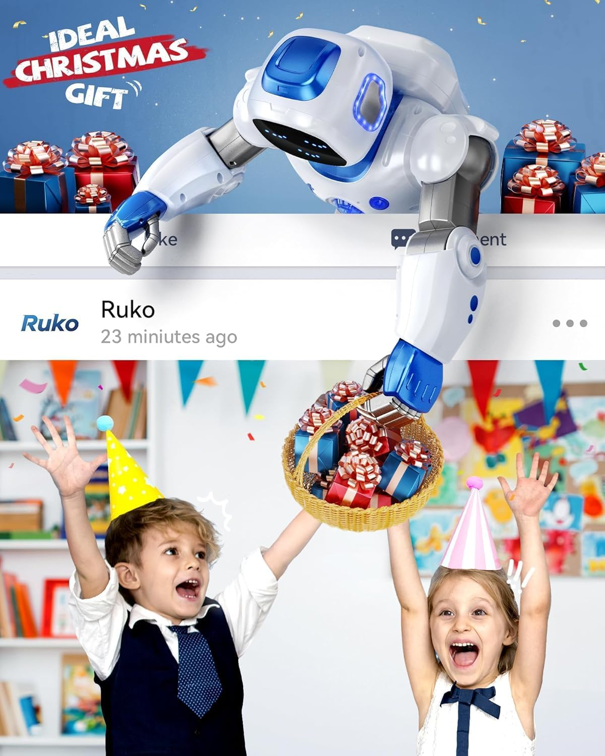 Ruko 1088 Large Smart RC Robot for Kids &ndash; Programmable, Voice & App Controlled Toy Boys and Girls Ages 4&ndash;9 image number 4