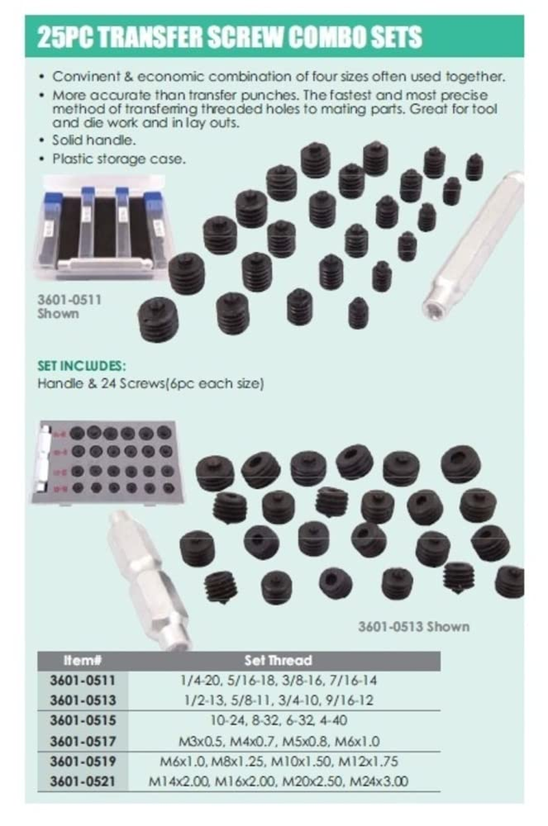 HHIP 3601-0517 28 Piece M3 X .5, M4 X .7, M5 X .8, M6 X 1 Transfer Screw Set image number 5