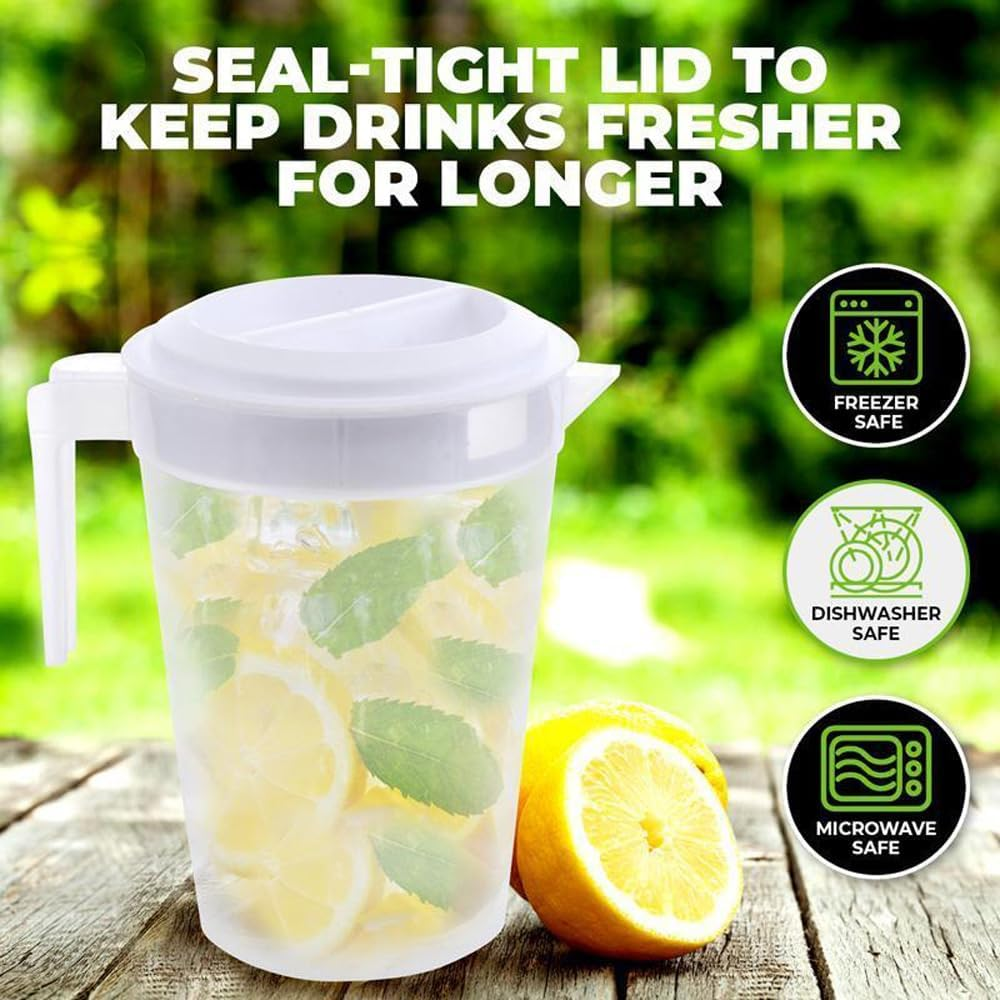 Leona Co Large 1.6L Water Jug, Plastic Juice Cold Drink Pitcher with Lid, BPA Free Water Jug for Cold Beverages, Iced Tea, Juice, and Lemonade image number 2