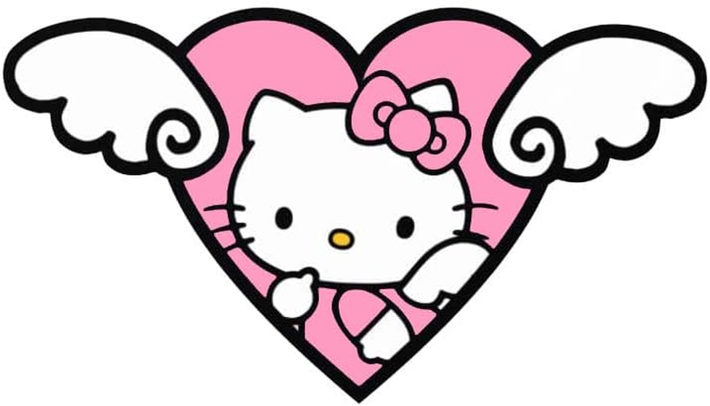 6.3In Hello Kitty Angel Wings Pink Car Sticker Anime Decal Vinyl image number 2
