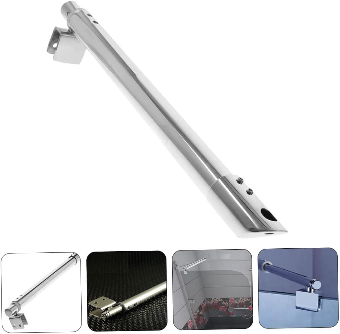 COOLHIYA 304 Stainless Steel Shower Glass Panel Support Rod 358Mm Double-Headed Bracket for Frameless Shower Doors Easy Installation Hardware for Bathroom image number 4