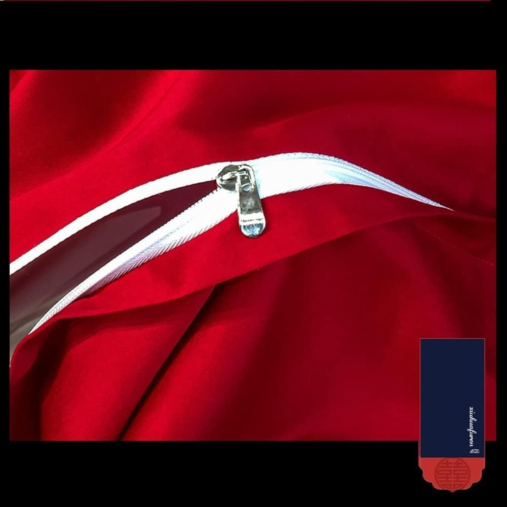 Red Duvet Cover King Full/Double Size Solid Comforter Cover Soft and Breathable Red Bedding Set with Zipper Closure with 1 Fitted Sheet and 2 Pillow Shams (Color : I, Size : 220X240-200X220Cm) image number 5