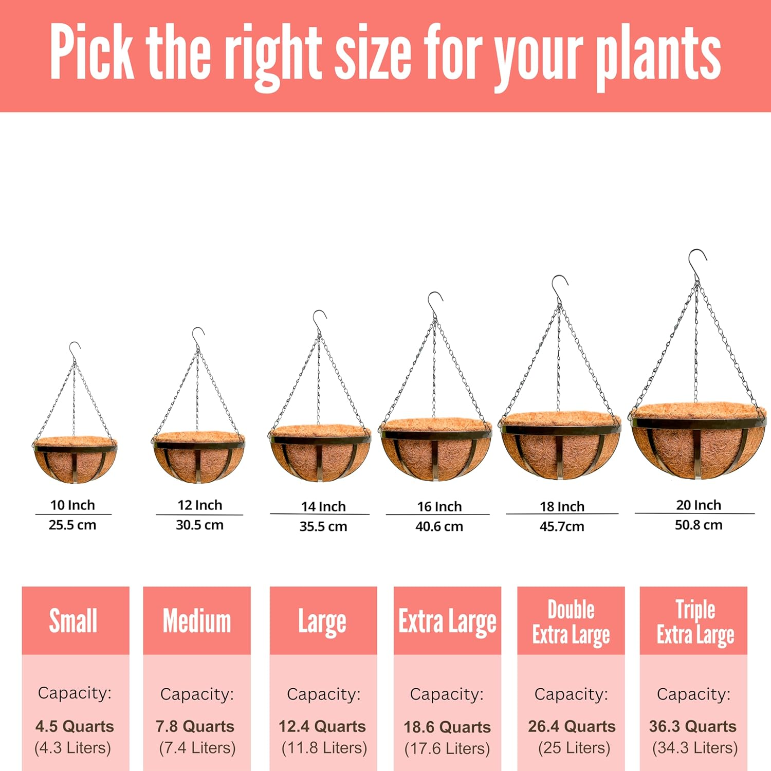 Lalagreen Outdoor Hanging Baskets for Plants Small and Cute Wire Hanging Planters with Coco Liner, Black Metal (2, 10 Inch) image number 3