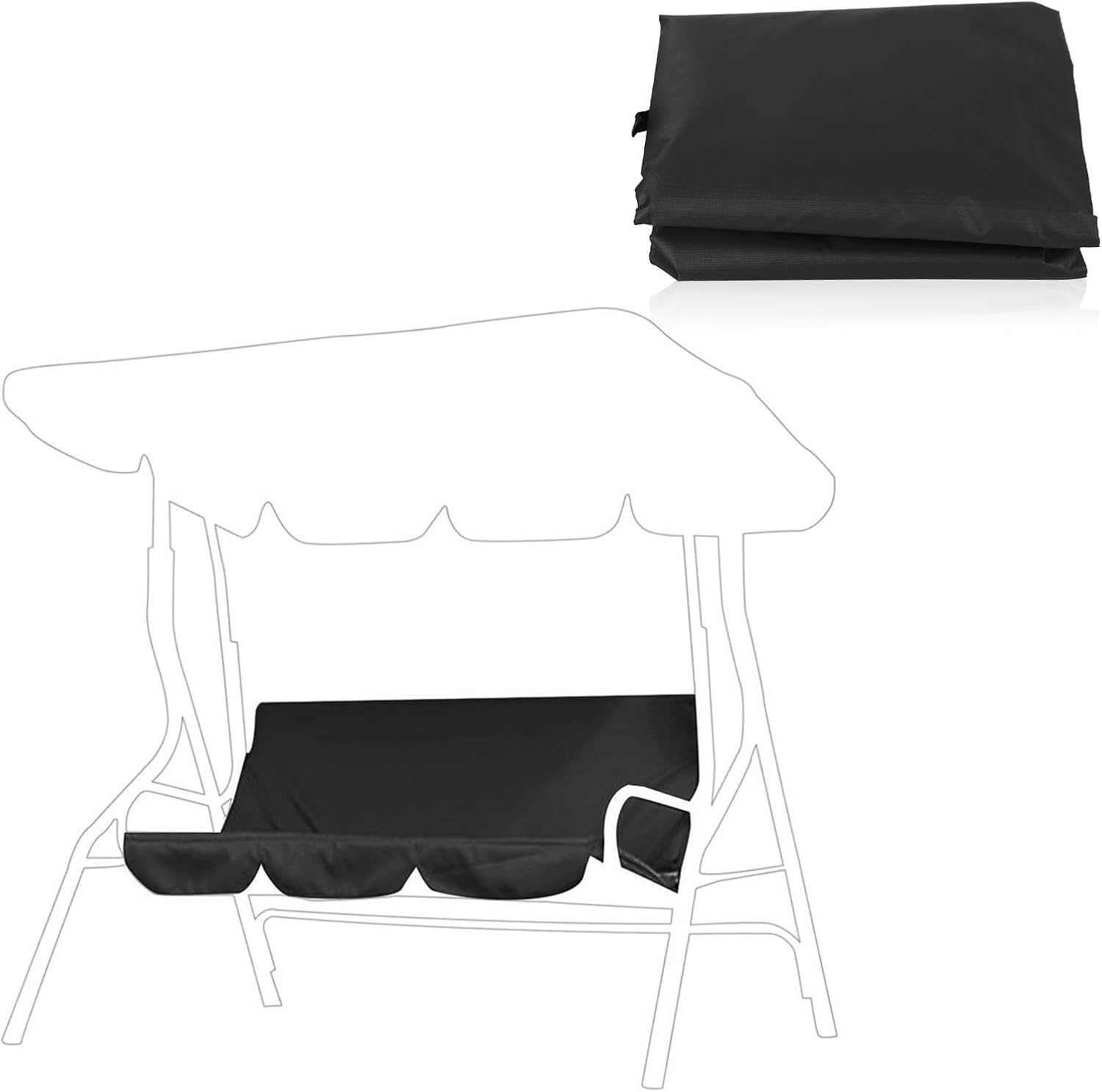 Omabeta 1PCS Outdoor Swing Chair Cushion Replacement Cover with Waterproof Material for 3-Seater, 150X50X10Cm/59.1X19.7X3.9In Swing Seat Cushion Cover for Garden Courtyard Hammock Seat, Red