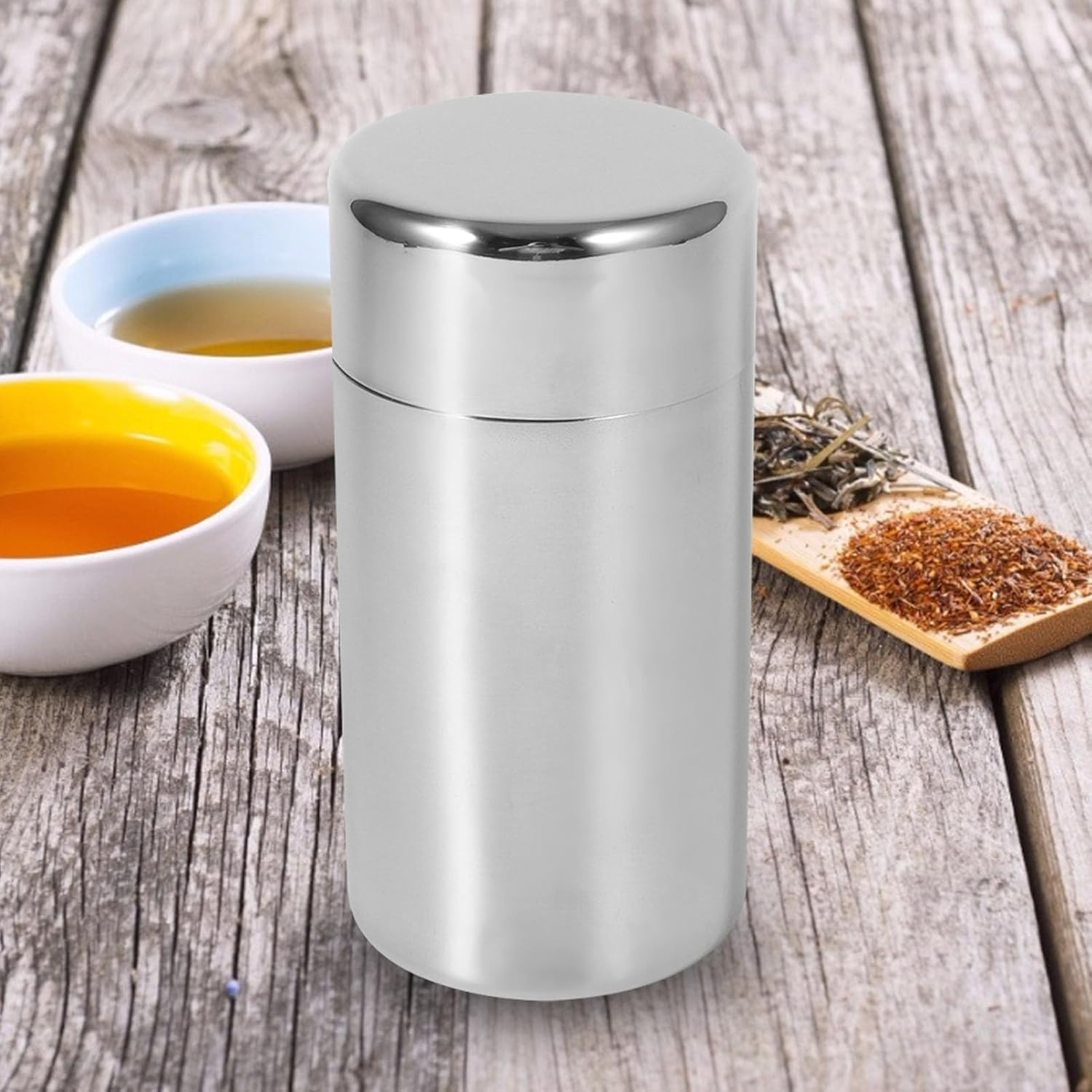 Airtight Tea Canister for Coffee and Tea Storage - Stainless Steel Tea Tins Canister Home Kitchen Canisters for Tea Coffee Sugar Storage (L) image number 3