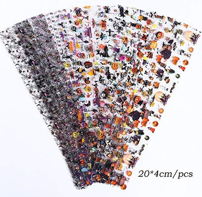 10Pcs Colorful Patterns Nail Art Sticker Mixed Halloween Style for Manicure Tools Nail Art Stickers Decals 20X4Cm Zhengpingpai image number 4