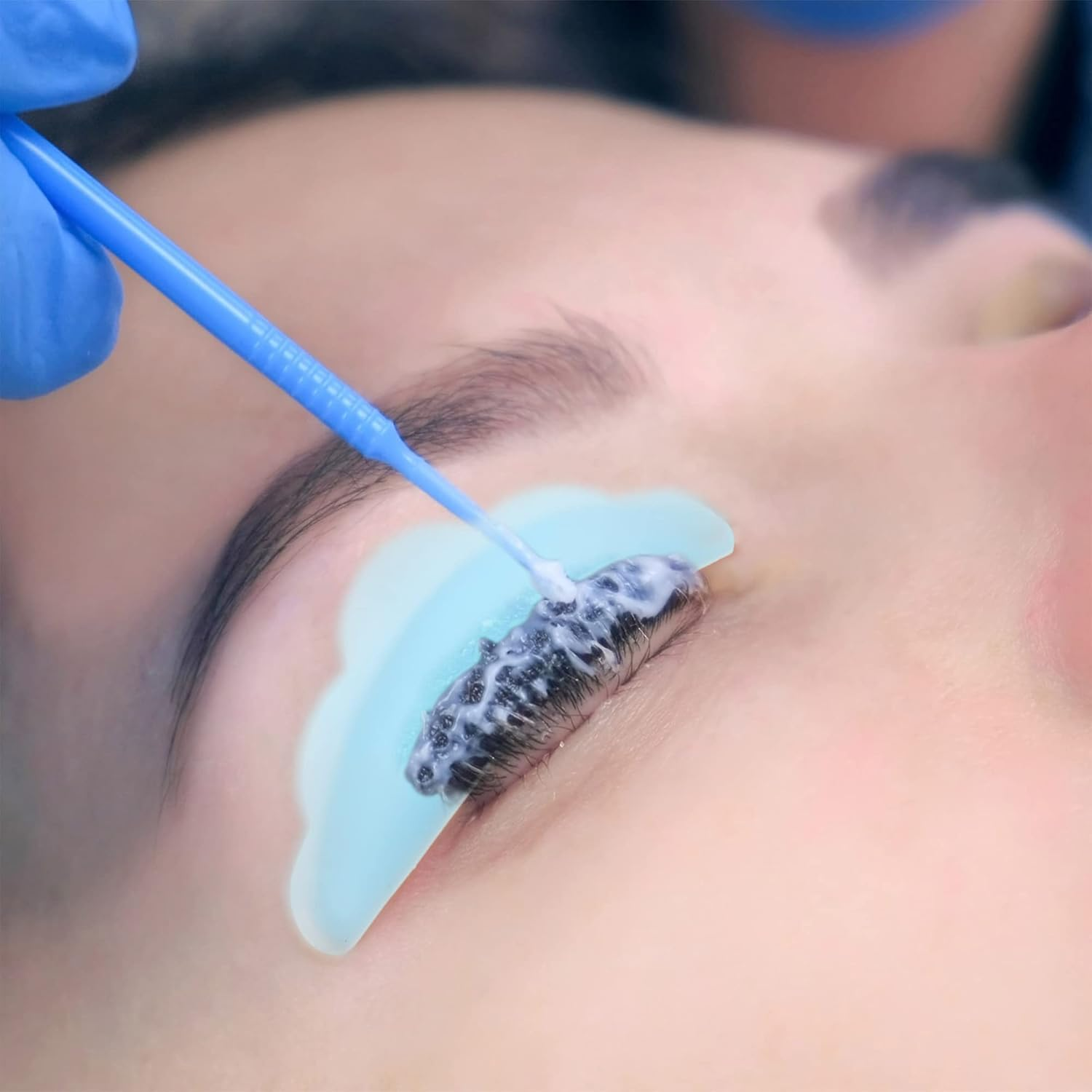 Hicarer 48 Pieces Lash Lift Rods Silicone Eyelash Pads Raise Eyelashes Perming Curler Rods (Small, Medium, Large), Silicone Lash Lift Shields for Eye Supplies Makeup Tool(Blue) - Blue image number 1