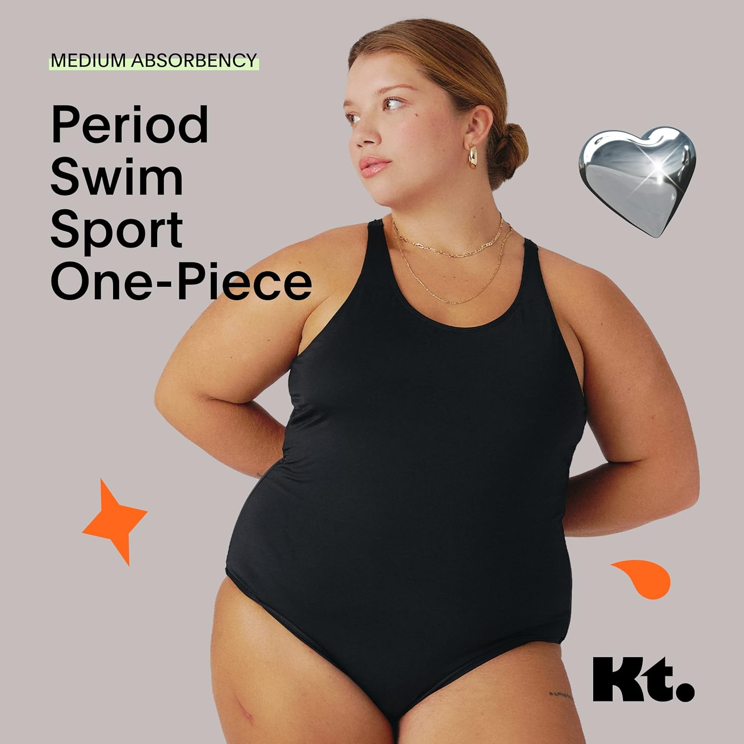 ANXINGJU Kt Teen Period Swim Sport One-Piece - Period Swimwear for Teens - Black (Black,Large) image number 1