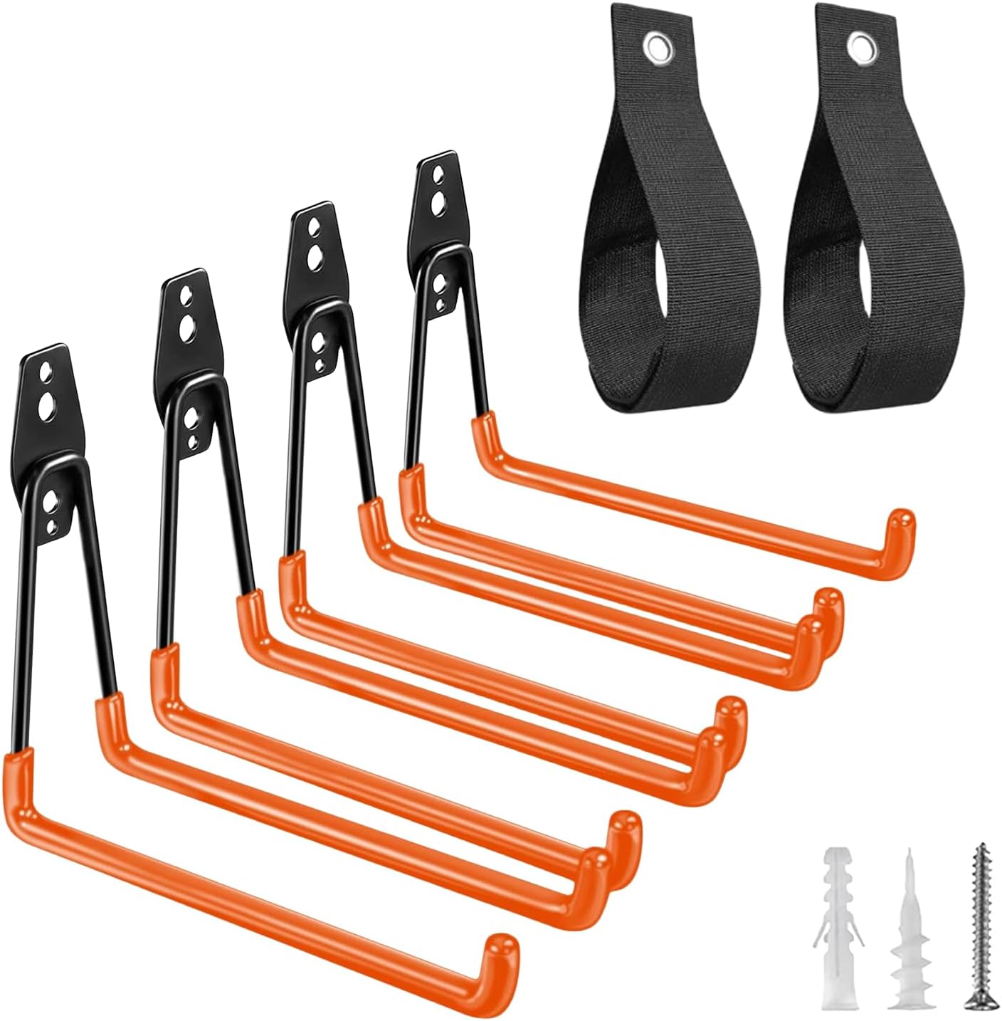 Sulishang 16 Pack Garage Hooks Heavy Duty, Utility Steel Garage Storage Hooks, Wall Mount Tool Organizer with Anti-Slip Coating for Garden Tools, Ladders, Bulky Items and More Equipment (Orange) image number 7