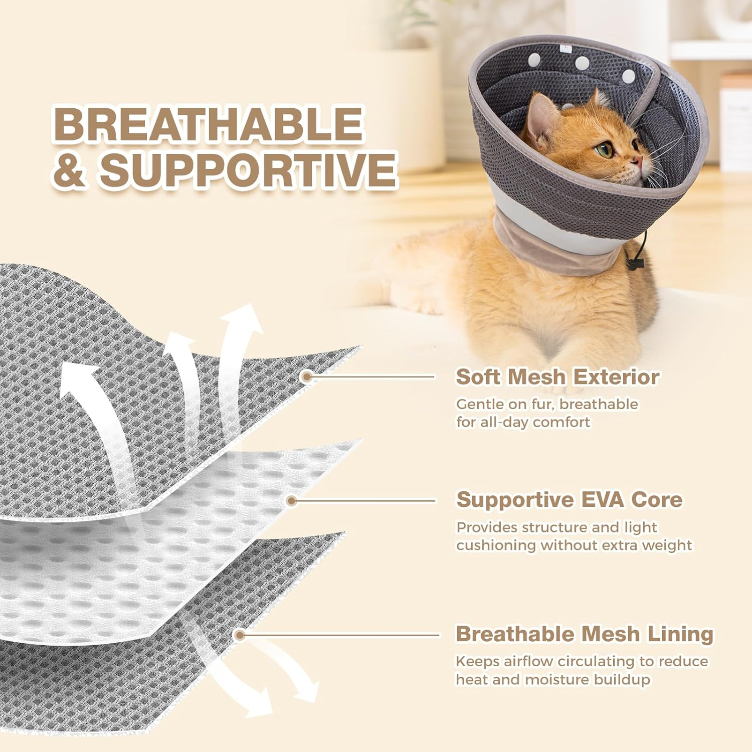 Avont Cat Cone Collar Soft to Stop Licking, Adjustable Foldable Lightweight Kitten Recovery Collar after Surgery for Small Dogs, Elizabeth Cone of Shame Alternative -Darkgrey(S) image number 3