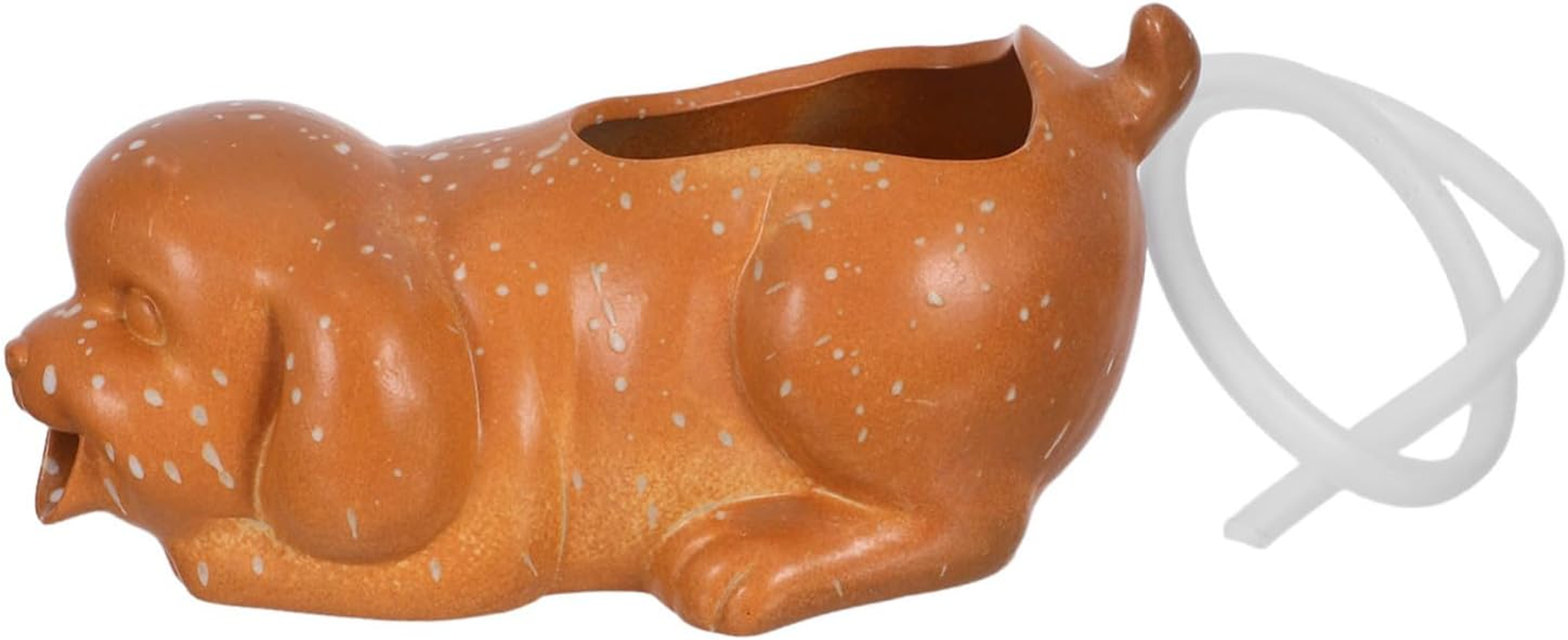 TIDTALEO Ceramic Dog Fountain Spitter Waterfall Jar for Outdoor Garden Decor Interactive Aquarium Fish Tank Accessory Unique Puppy Statue Water Feature