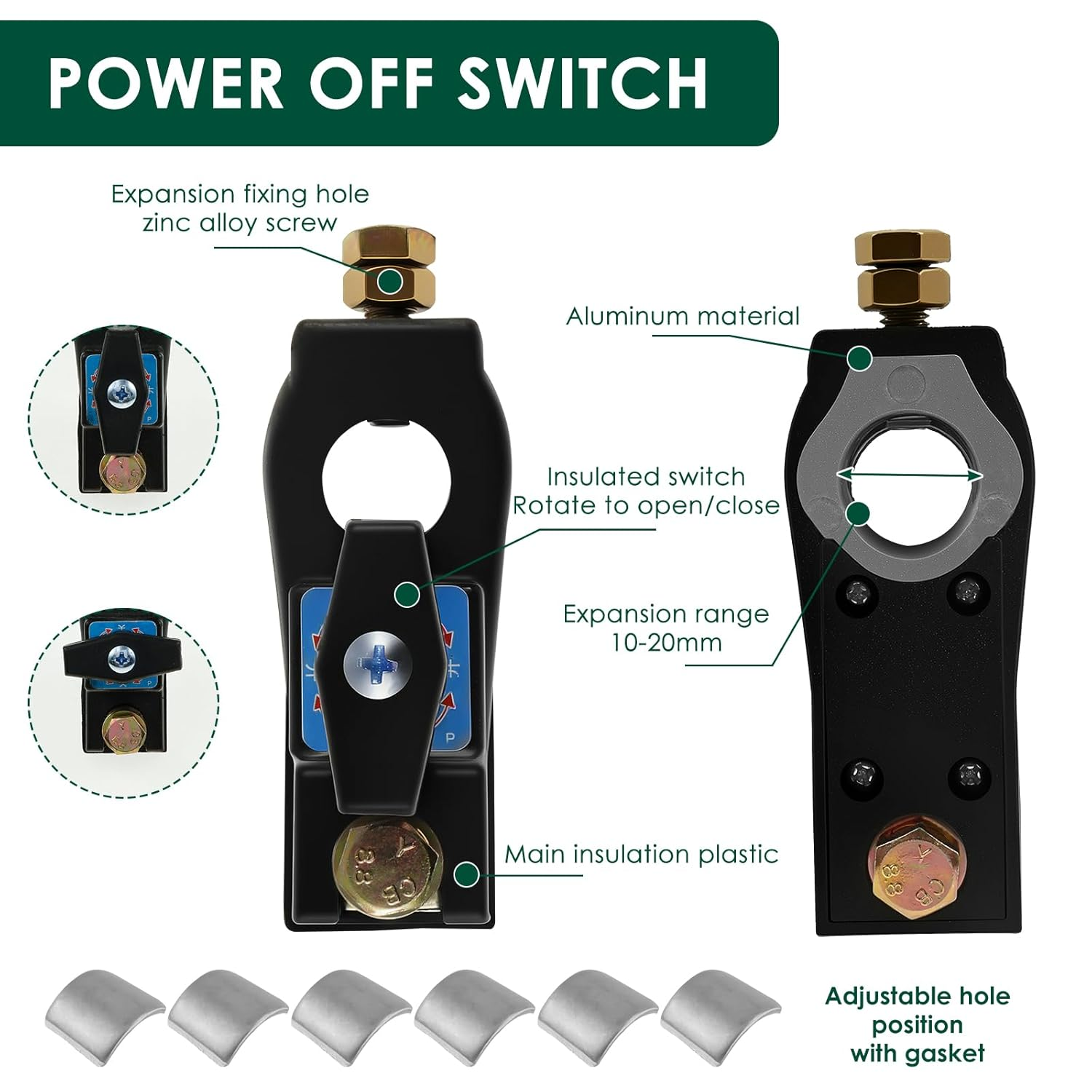 3Pcs Battery Disconnect Switch, 12V 24V Battery Power Cut Isolator Kill Switch, Universal Heavy Duty Battery Shut off Switch, Quick Disconnect for Car, Truck, RV and Boat image number 4
