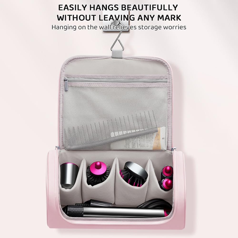 JIUSEGE Hair Tools Travel Storage Box Organizer for Universal Hair Dryer, Portable Travel Bag for Curling Iron & Accessories, Pink