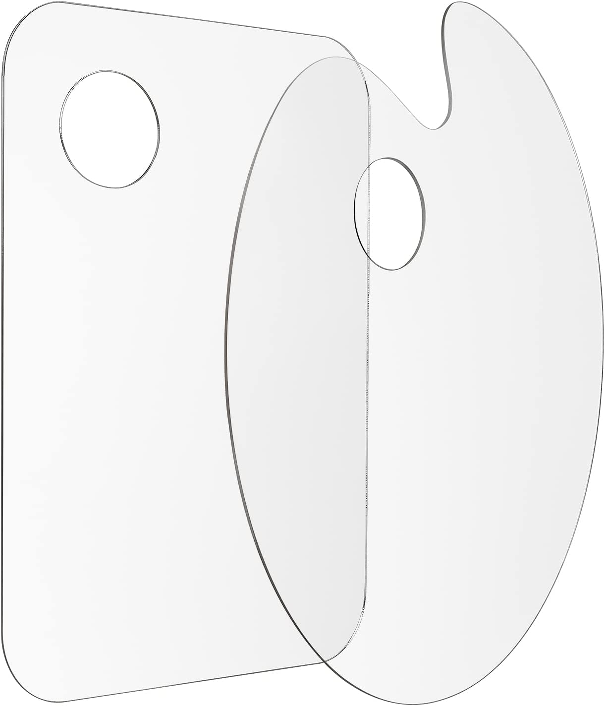 Tamaki 2 Pack 11.8 X 7.9 Inch Acrylic Paint Palette with Thumb Hole, Clear, Transparent Rectangular & Oval Acrylic with Thumb Hole image number 1