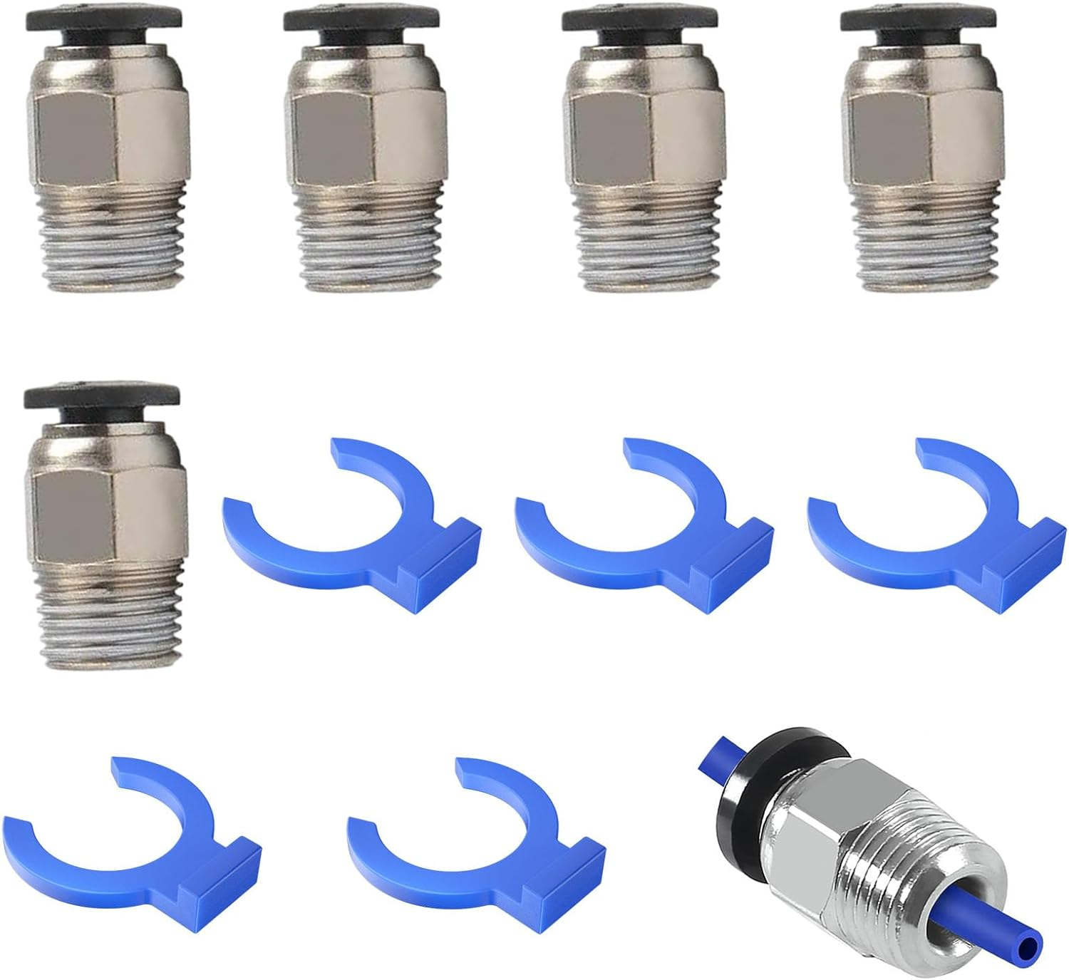 PC4-M10 Male Straight Pneumatic - PTFE Tube Push in Quick Fitting Connector for E3D-V6 Long-Distance Bowden Extruder 3D Printer with Circlip (10Pcs in Total) image number 2