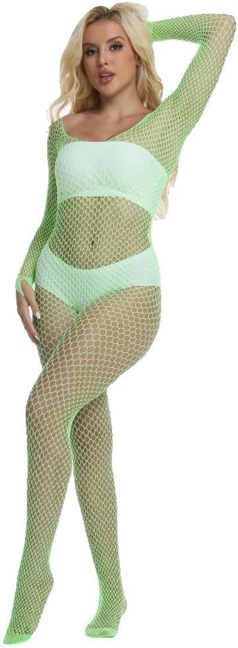 Women Sexy Fishnet Bodysuit Mesh Bodystockings One Piece Teddy Lingerie Nightgown