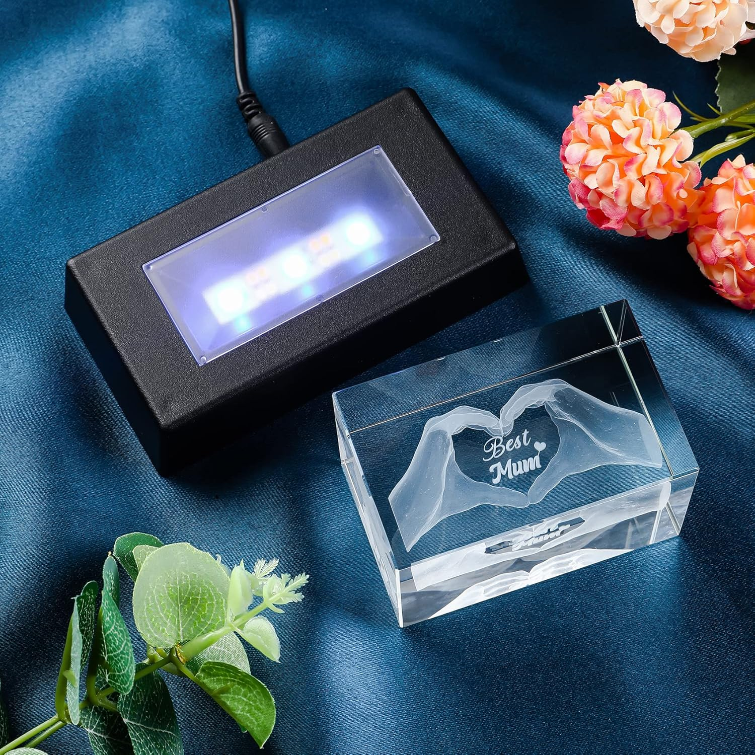 Crystal Best Mum Birthday Gifts Figurines, Glass Engraved 3D Heart in Hands Funny Night Light Ornament for Mummy on Christmas, Love Keepsake Presents for Mother'S Day from Daughter or Son - Gifts For Dad image number 7