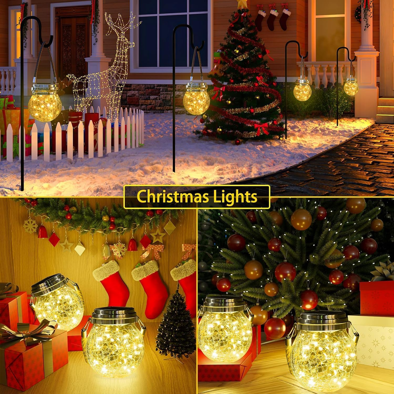 Solar Lanterns Gifts for Women, Hanging Garden Decor Lights Outdoor Waterproof with 30 LED for Halloween Christmas Easter Birthday Gift and Various Festival'S Decoration