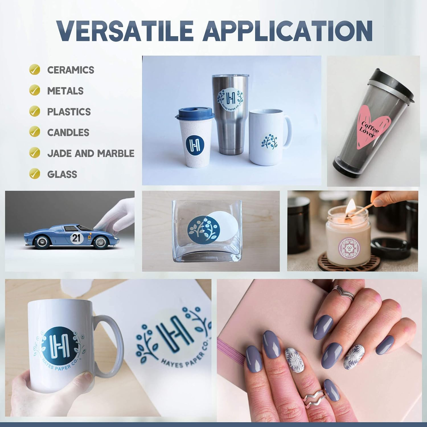 Hayes Waterslide Decal Paper for Inkjet Printers &ndash; 20 Clear A4 Sheets (8.25 X 11.7) | Quick Dry, Strong Adhesion, Easy Application | Premium Transfer Paper 200Gsm for DIY Crafts image number 2