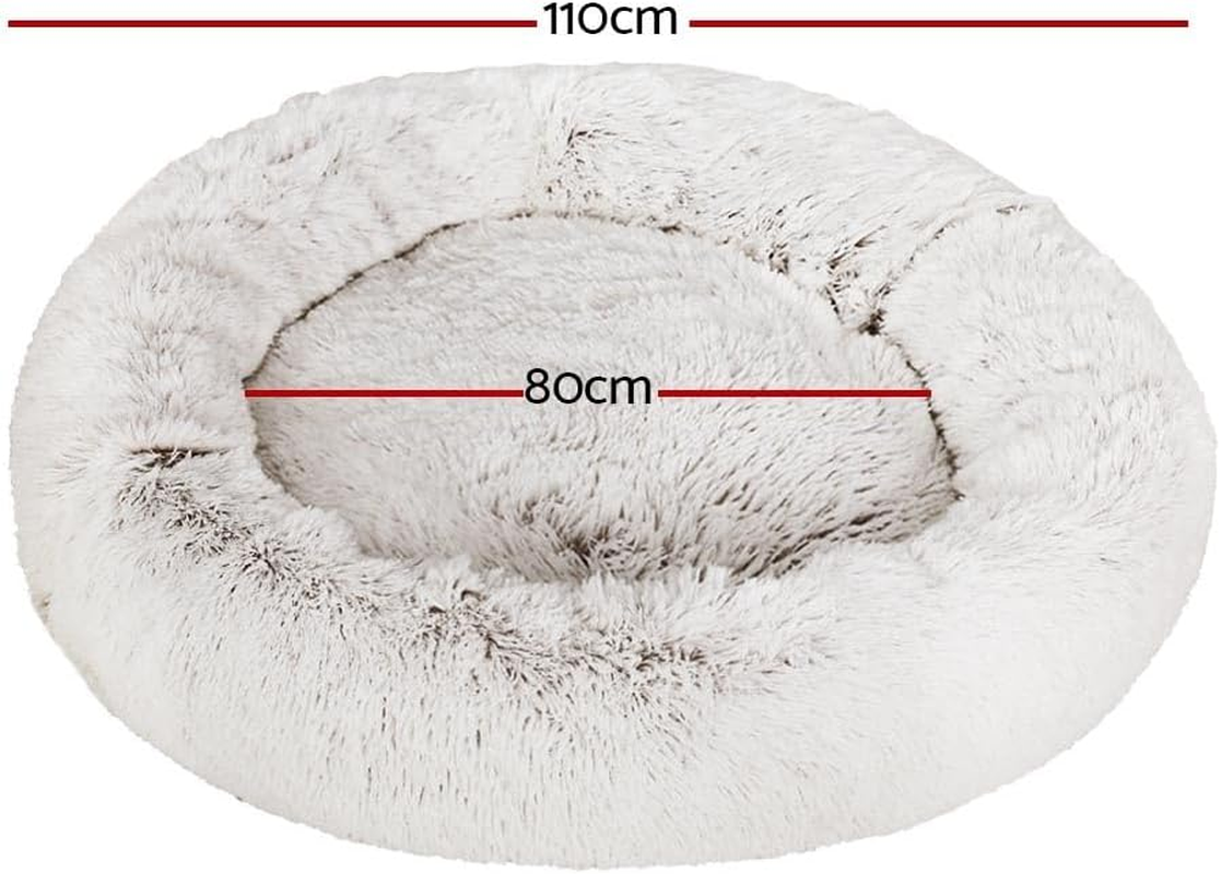 Pet Bed Dog Cat 110Cm Calming Extra Large Soft Plush White Brown Cozy Comfort image number 1