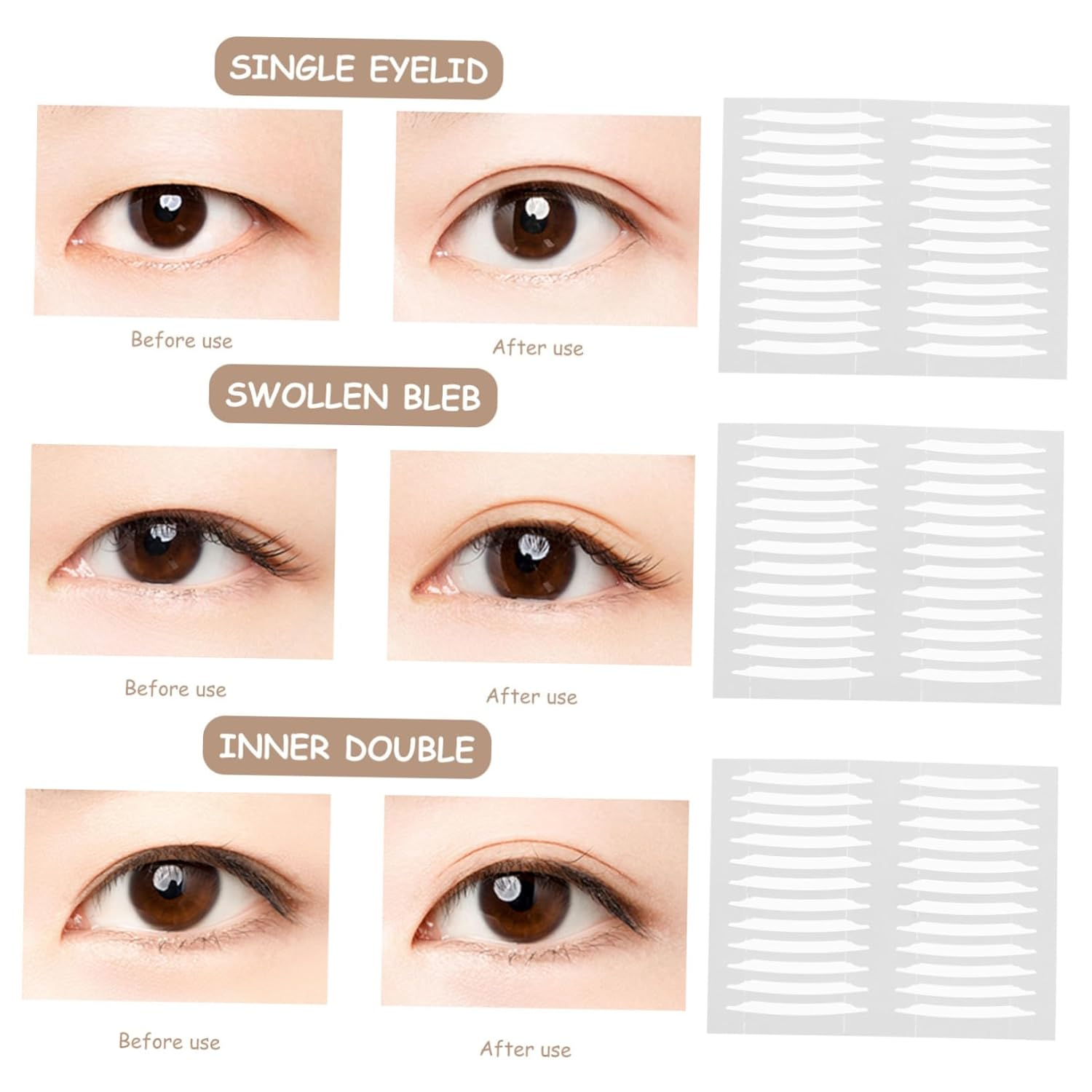 HAKIDZEL Clear Tape 30 Sheets Cosmetics Double Sided Tape Invisible White Practical Double Eyelid Tape Beauty Products Sticker Sided No Trace Cosmetic Korean Girl Eyelid Tape image number 3