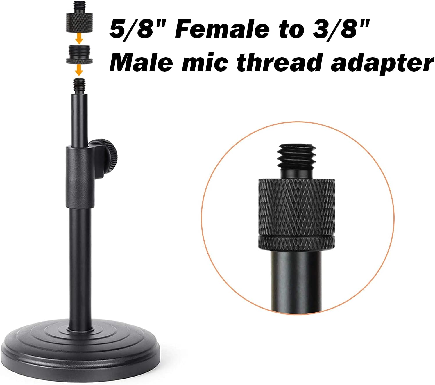 Thread Adapter Worthplanet Mic Screw Adapter 5/8 Female to 3/8 Male and 3/8 Female to 5/8 Mic Stand Adapter for Microphone Stand Tripod Adapter W060006 image number 4