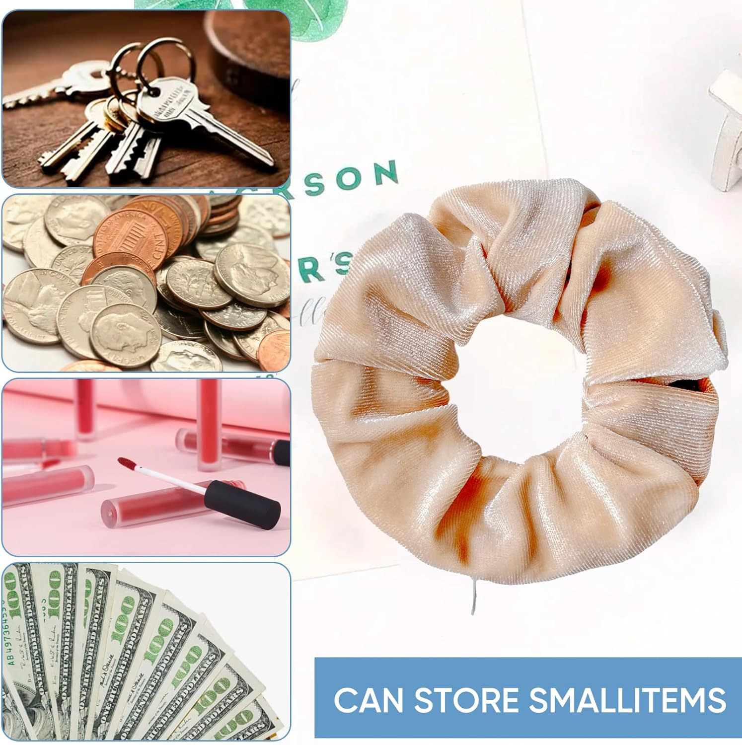 Pack of 4 Hair Bands with Zip, Travel Gadgets Hiding Money, Gadget Secret Compartment Holiday, Women Money Hiding, Safe Travel, Storage, Beach Hiding Valuables at Home image number 4