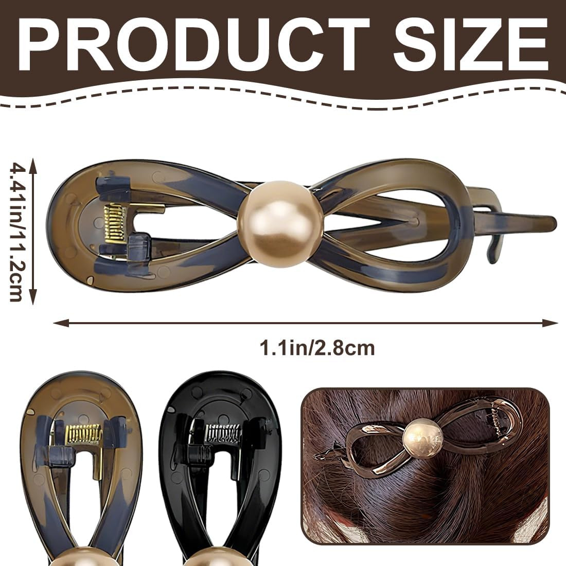 IKOPFLN 2 Pieces Flat Hair Claws for Thick Hair for Women Hair Claws for Thin Hair Duck Bill Hair Clips Matte Hair Clips Large Hair Clips image number 4