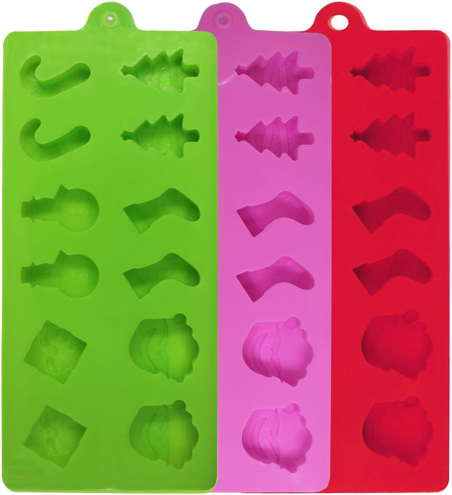 3 Pack Christmas Silicone Mould, Yucool Silicone Candy Baking Mould for Party Decoration, Xmas Gift,With Shape of Christmas Tree, Santa Head image number 6