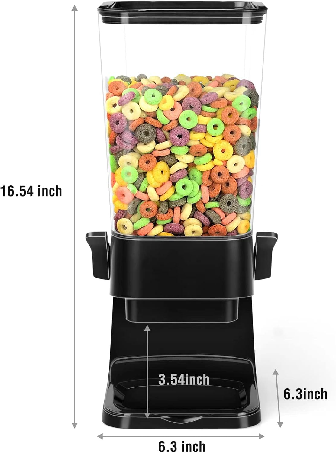 Cereal Dispenser Countertop Dual Dry Food Large Containers Storage Organizer Dispensador De Cereales Candy Machine Rice for Snack,Nuts, Granola(Black,1Pc) A02 image number 2