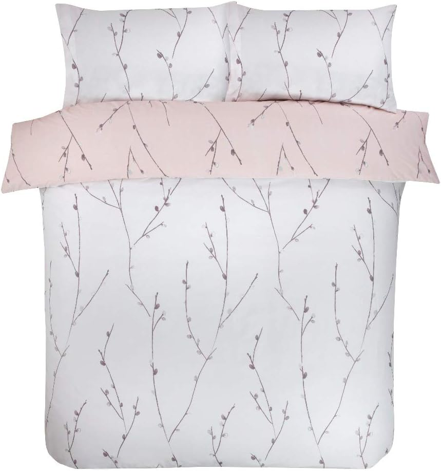 Sleepdown Willow Floral Blush Pink Ultra Soft Easy Care Hypoallergenic Printed White Reversible Duvet Cover Quilt Bedding Set with Pillowcase - Single (135Cm X 200Cm) image number 7