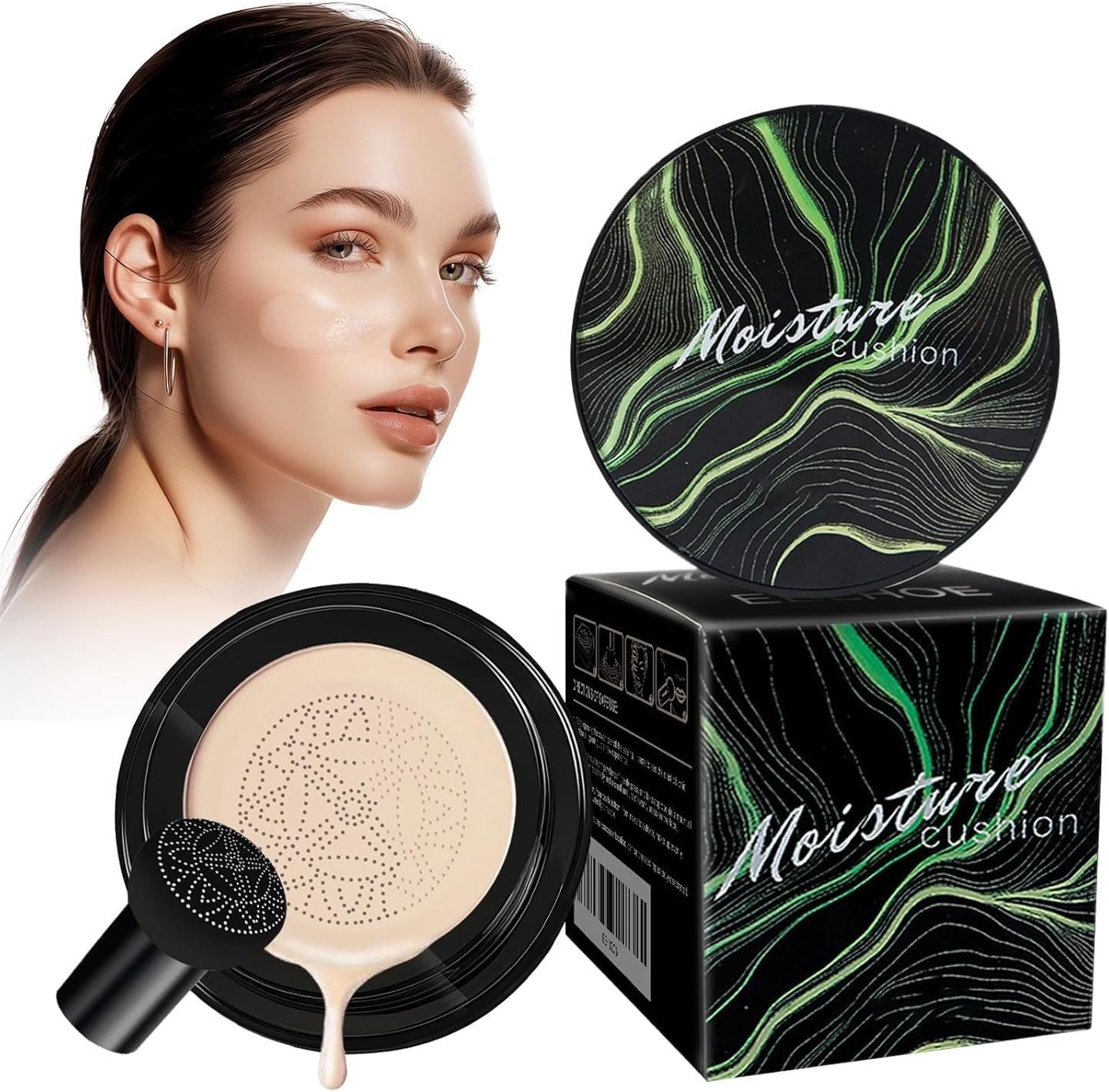 Mushroom Head Air Cushion CC Cream Foundation Makeup, Moisturizing BB Cream Face Makeup Liquid Foundation, Makeup Long Lasting Matte Concealer for All Skin Types (Natural, All Skin)