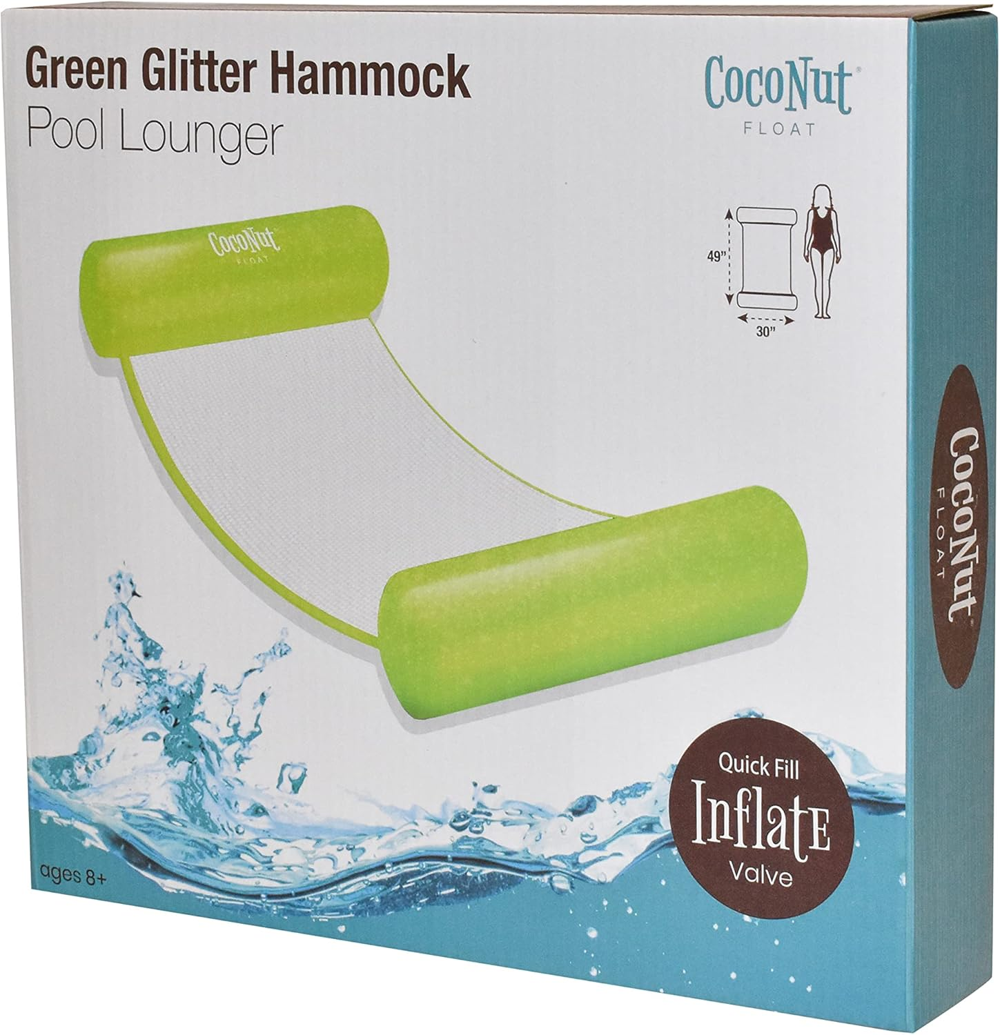 Coconut Float Glitter Hammock Pool Loungers - Adult Size Multi-Purpose Inflatable Drifter, Exercise Saddle & Lounge Chair - Versatile Ride-On for Summer & Swim Parties image number 4