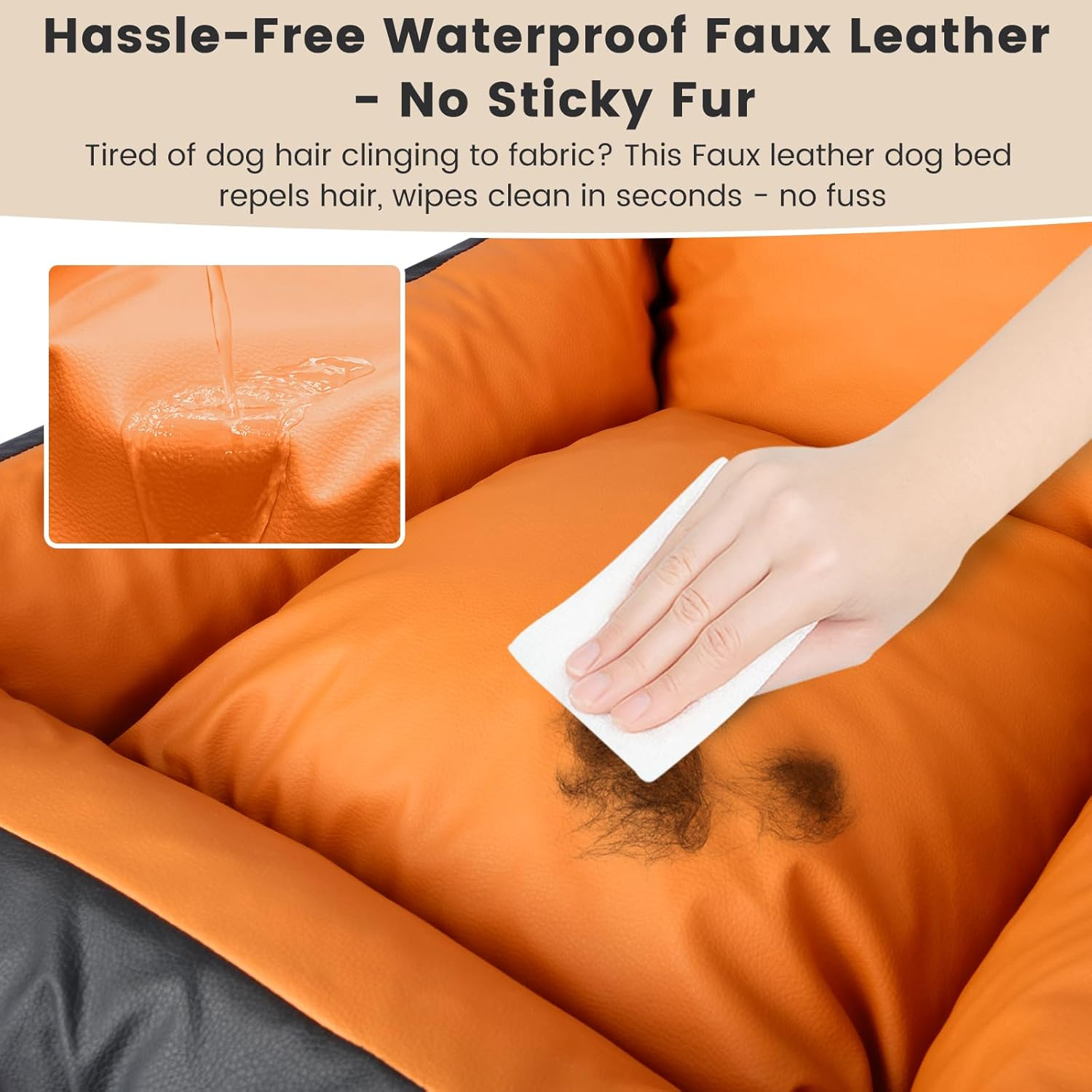 29.5"X19.7"X9.8" Dog Car Seat for Middle Dogs & Cats with Leash, Water-Resistant Faux Leather Booster Car Seat with Side Pocket for Summer Travel, Dog Bed for SUV, Truck with Bone Decor image number 6