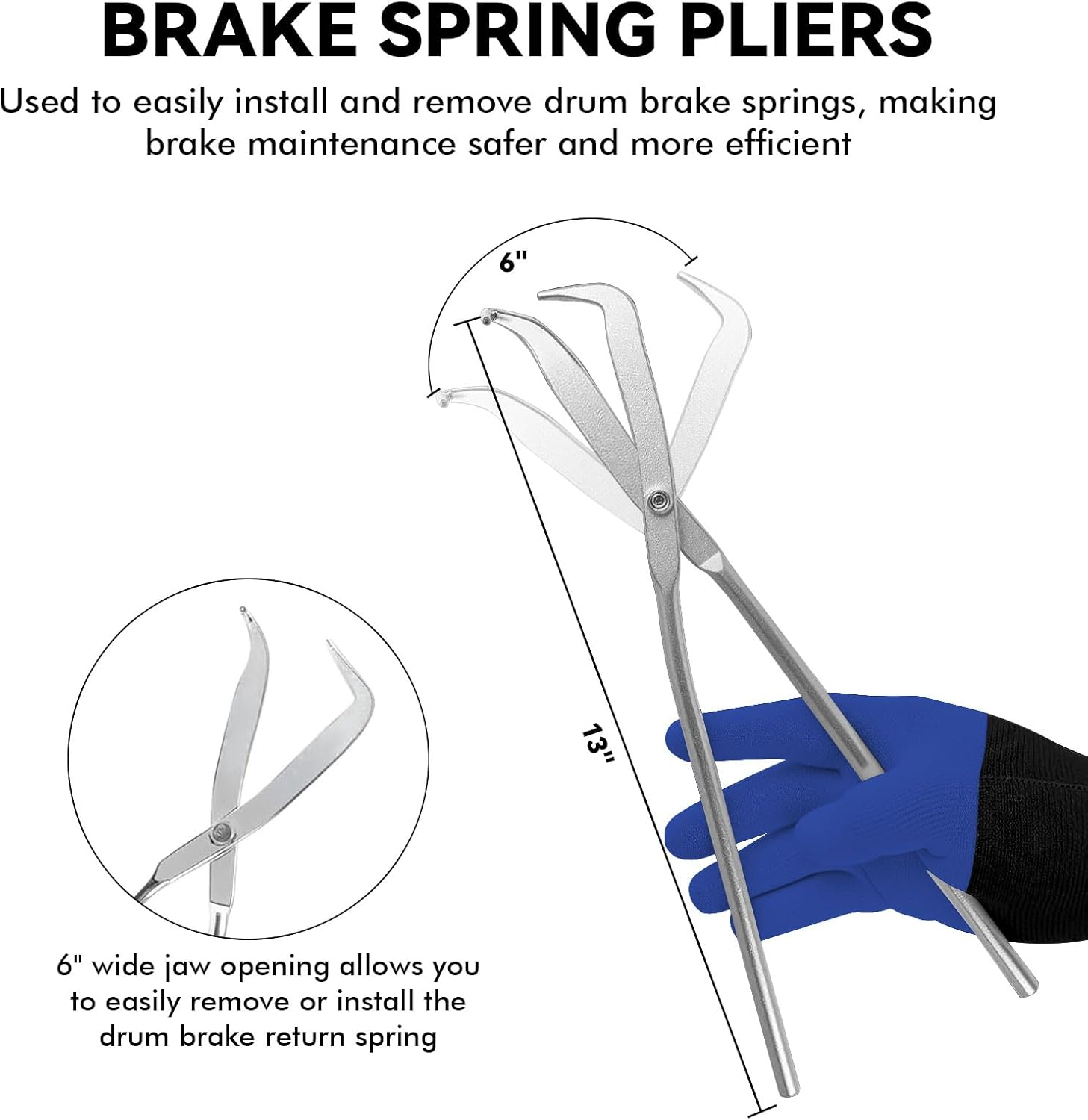 10-Piece Drum Brake Service Tool Kit Brake Caliper Compression Tool, Drum Brake Spring Tool Set Includes Spring Pliers, Retainers, Compressors & Spoons, Compatible with Most US, EU, JP Vehicles image number 4