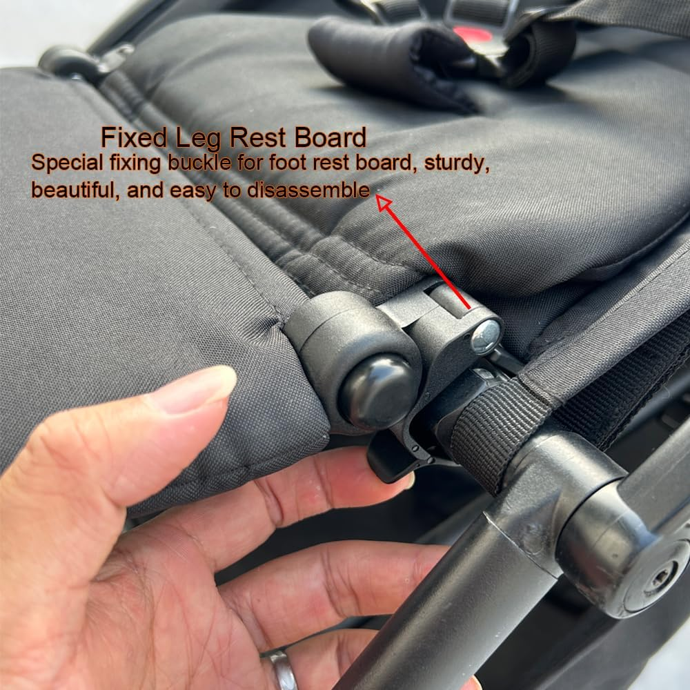 Stroller Leg Rest Compatible with Babyzen YOYO - Foldable Stroller without Disassembly - Extend 6.2 Inch Easy to Attach & Clean, Soft Fabric (Black) image number 6