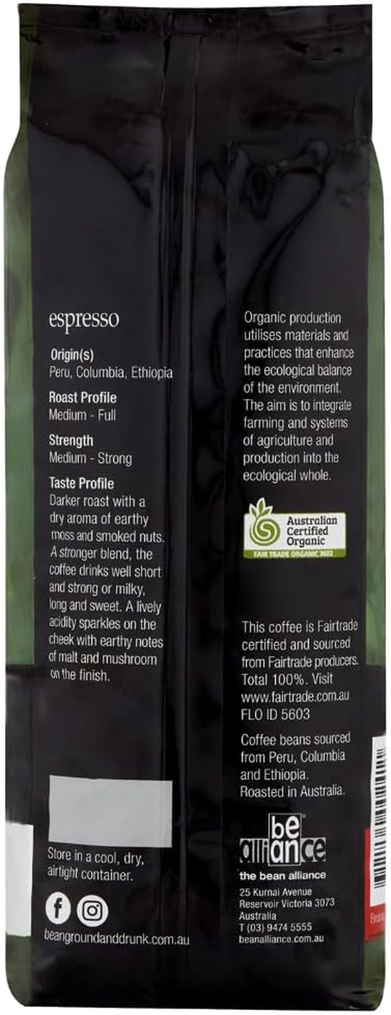 Bean Ground & Drunk Coffee Beans Espresso 250G image number 3