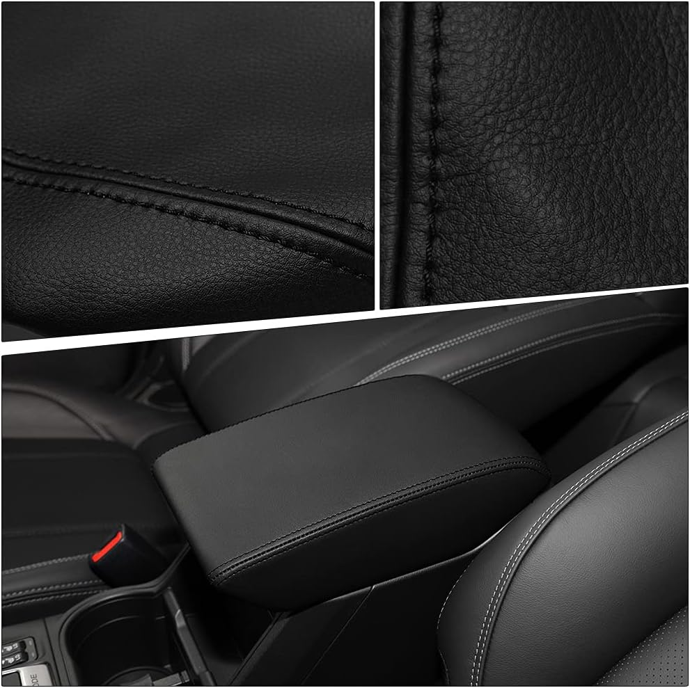 INTGET Car Center Console Armrest Cover for 2024 Subaru Forester Accessories 2019 2020 2021 2022 2023 Leather Middle Arm Rest Box Lid Cover Seat Pad Protector(Black) image number 6
