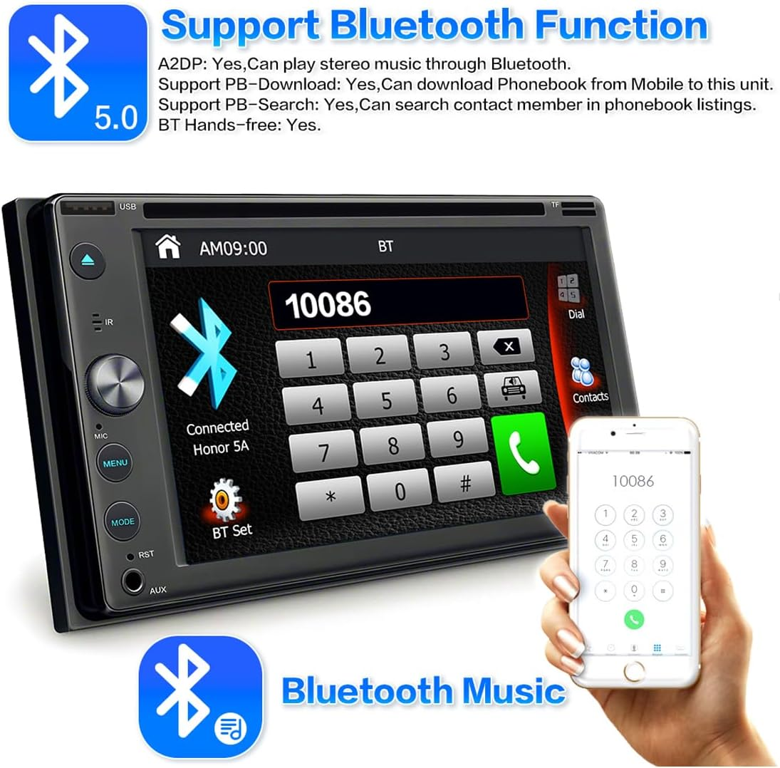 6.2 Inch Double Din Apple Carplay, Android Auto Car Stereo HD Touchscreen Bluetooth Multimedia DVD CD Radio Player, Car Play Mirror Link Car Audio Receiver RDS AM FM USB SD AUX image number 5