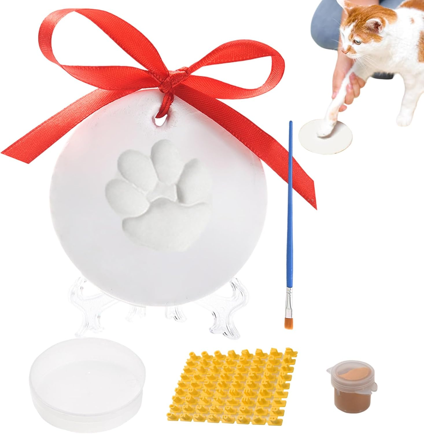 Dog Paw Print Kit - Soft Clay for Molding, Personalized Pet Memorial Impression | Keepsake Ornament with Paw Print and Details, Air-Dry Clay Pet Footprint Kit for Memorial image number 1
