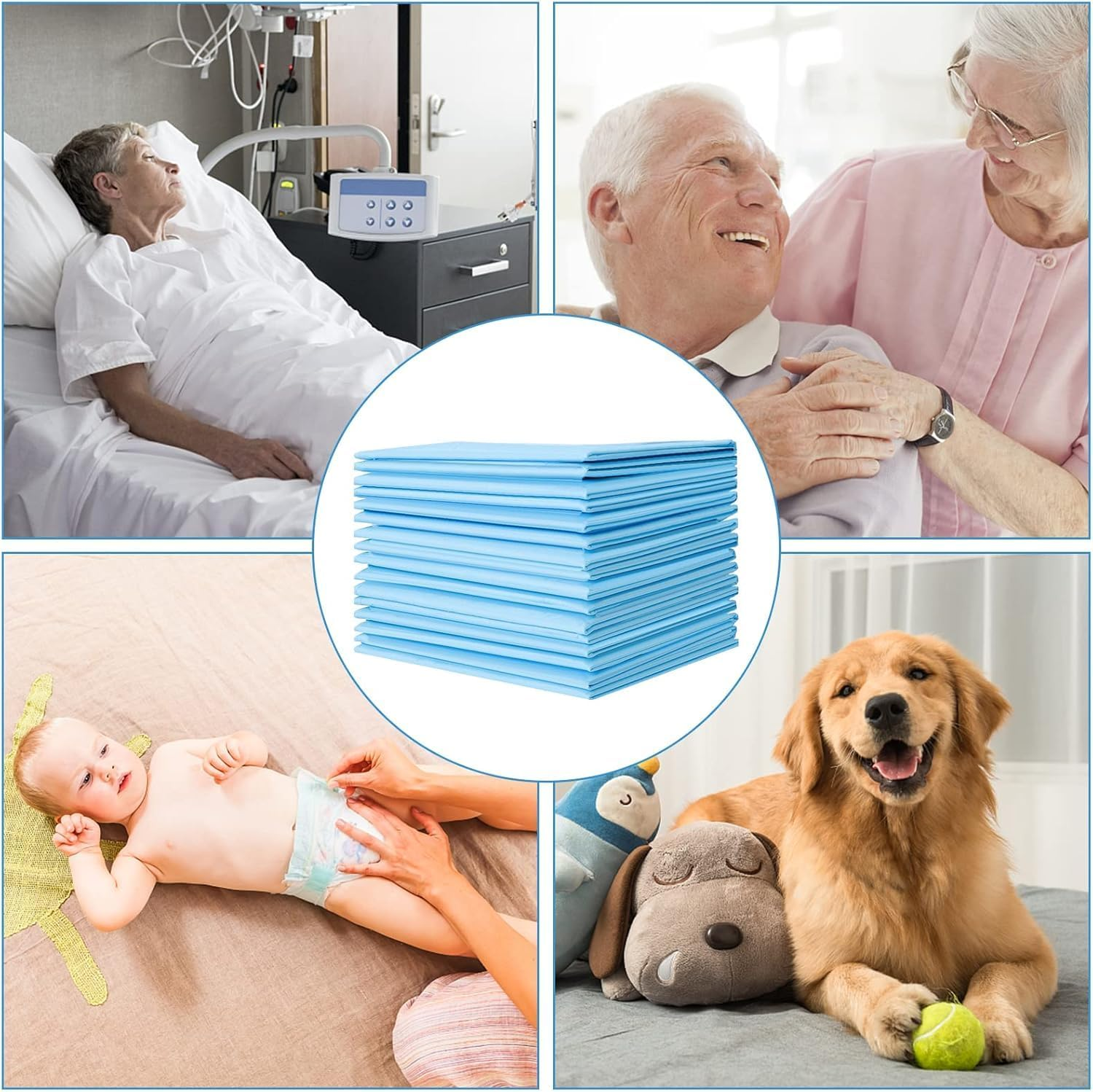 AKMA Disposable Urine Pads &ndash; Pack of 100 | Waterproof Changing Pads for Babies & Toddlers | Leak-Proof Disposable Underpads | Soft, Absorbent & for Multi-Use | Disposable Bed Pads 43Cm*33Cm image number 3