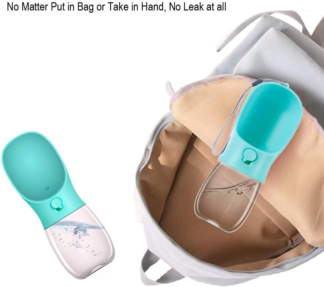 Mumoo Bear 280Ml Dog Water Bottle, Portable Pet Water Bottle Leak Proof Portable Puppy Water Dispenser with Drinking Feeder for Pets Outdoor Walking, Hiking, Travel -Green image number 4