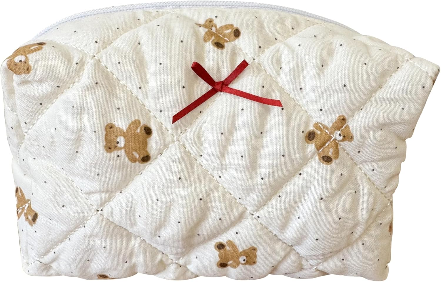 ZUNUONUO Cotton Quilted Makeup Bag Coquette Accessories Make up Bag Organizer Cute Floral Cosmetic Pouch Travel Makeup Bag for Women, Little Roses, Coquette