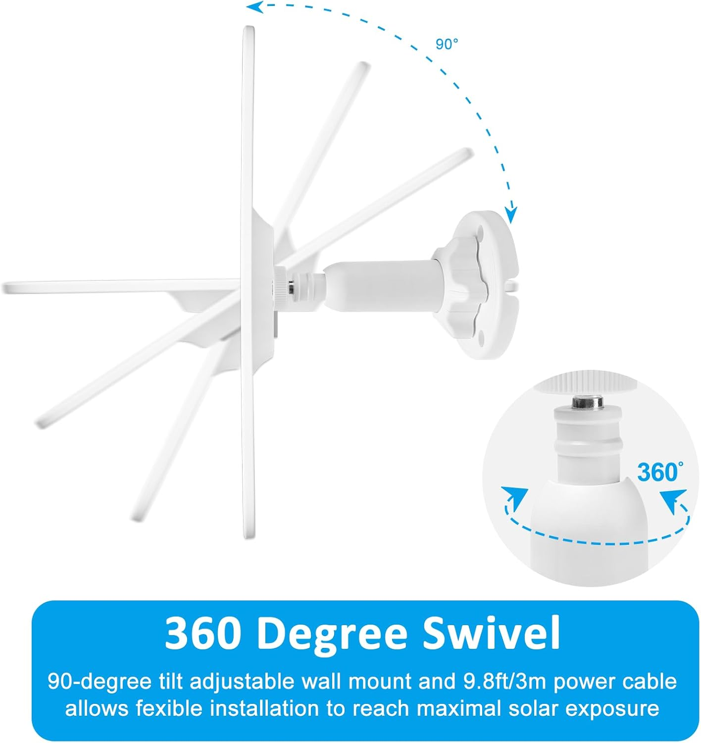 9W Solar Panel for Eufy and Ring Cameras Compatible with Eufy E,2C/2C Pro,2/2Pro,E20/E40,Solo,Solocam Spotlight Includes Micro USB & USB-C & Dc3.5Mm Ports -9.8 Ft Charging Cable image number 4