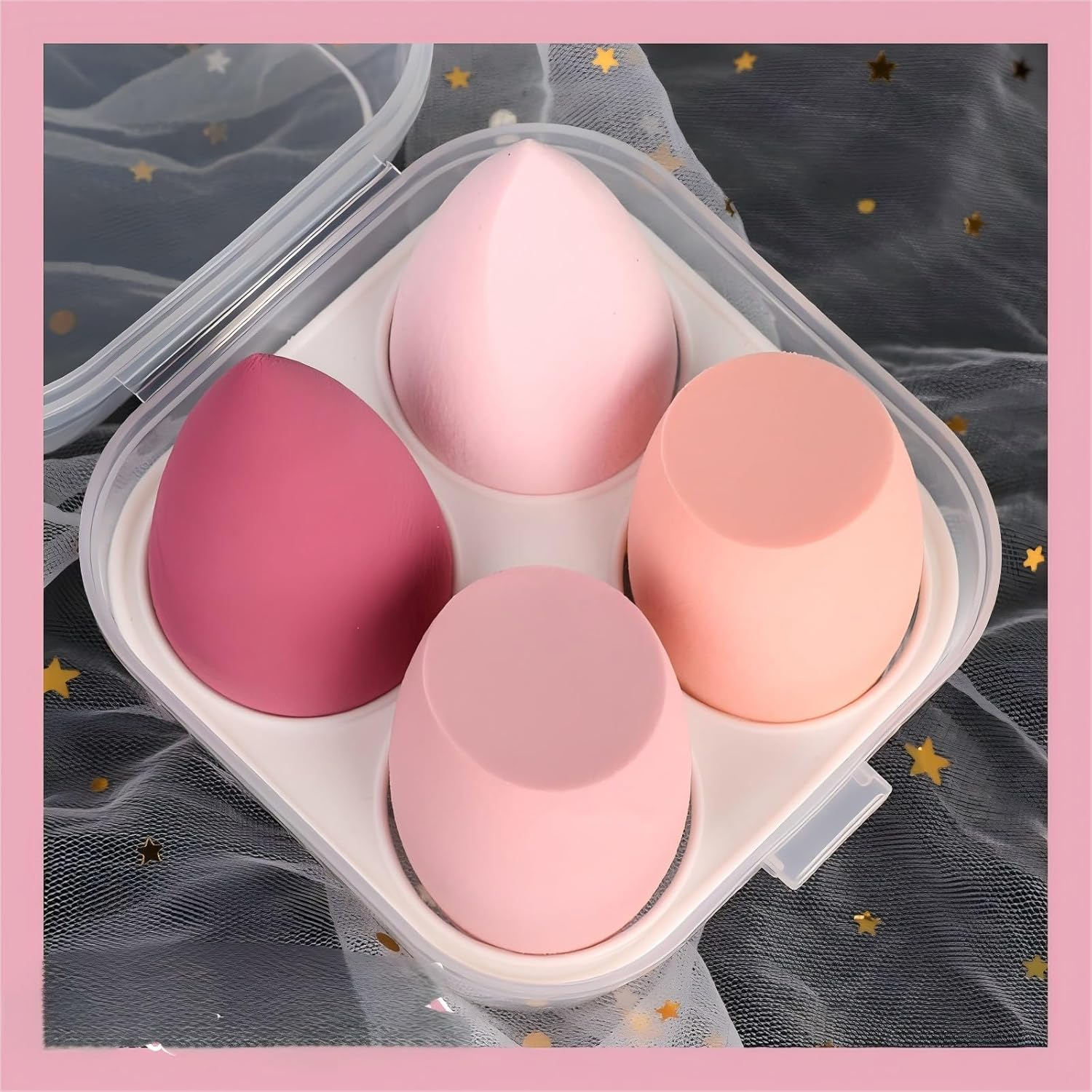 HIGHROCK 4Pcs Makeup Sponge, Beauty Sponge for Foundation with 1 Egg Case (Pink) image number 3
