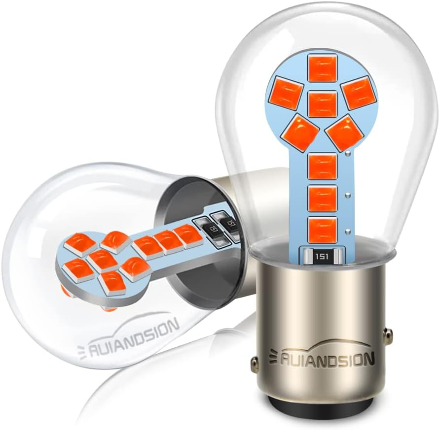 Ruiandsion 2Pcs 1157 BAY15D LED Bulb Red 2057 7508 12V Replacement for Car Brake Rear Stop Tail Lights,Non-Polarity image number 3