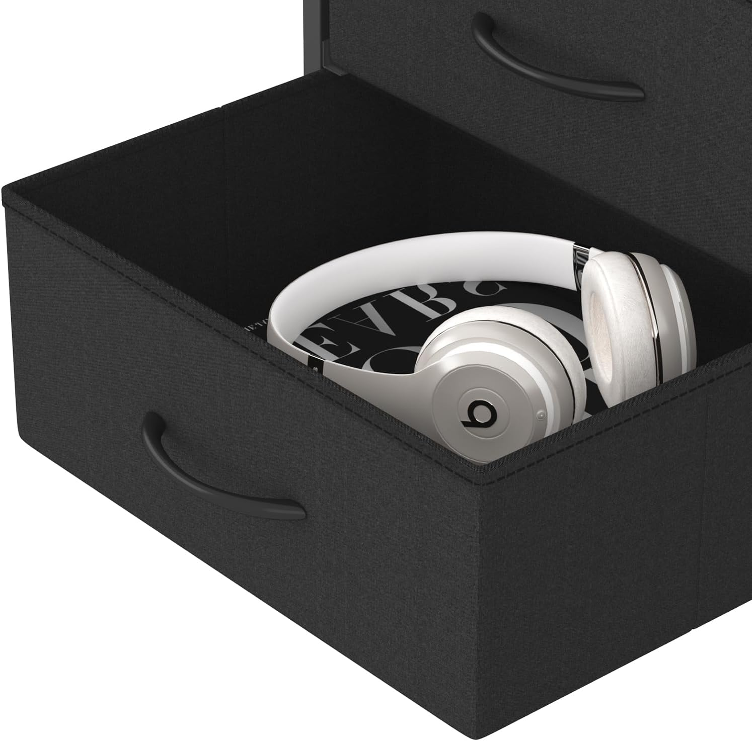 Ufurniture Nightstand with LED Light and Charging Station, Industrial End Table with 3 Fabric Drawers and Open Shelf, Bedside Table for Bedroom Living Room, Brown Top+Black Drawer image number 1