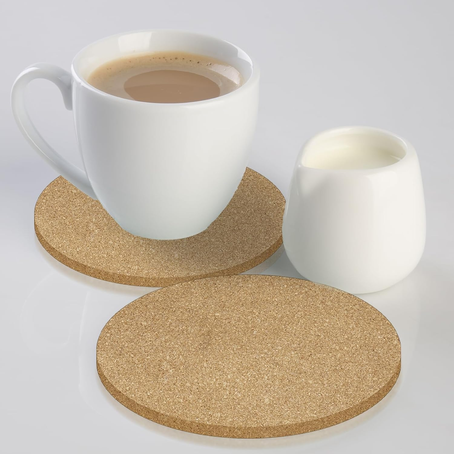 BEZANU round Cork Coasters, 10 PCS Natural Cup Mat for Bar, Cafe, Kitchen and Home (10Cm/3.93In) image number 2