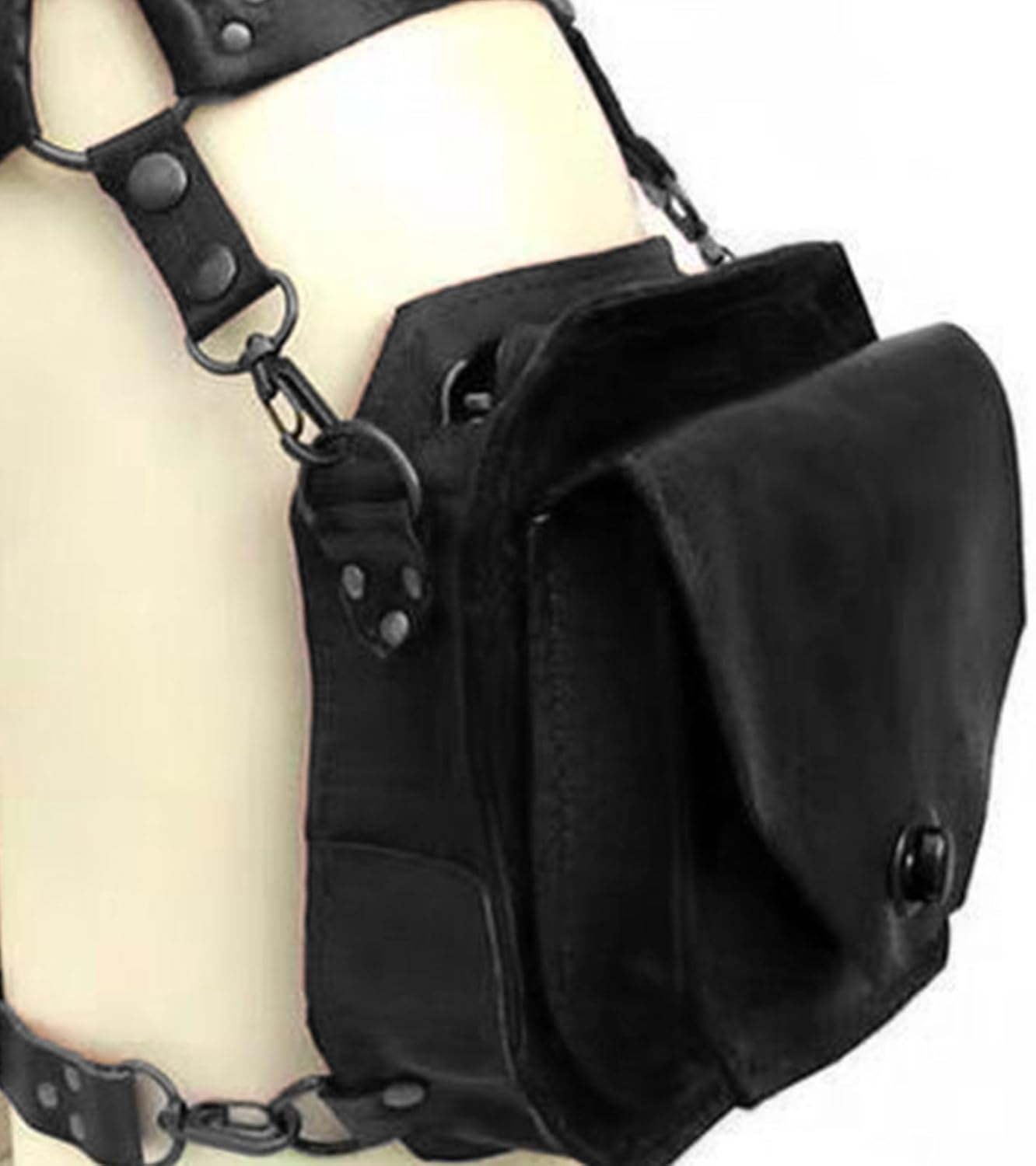 Medieval Steampunk Vintage Waist Belt Bag, Rock Leg Pouch with Adjustable Belt Loop and Zipper for Men Women Outdoor Travelling, Black image number 5