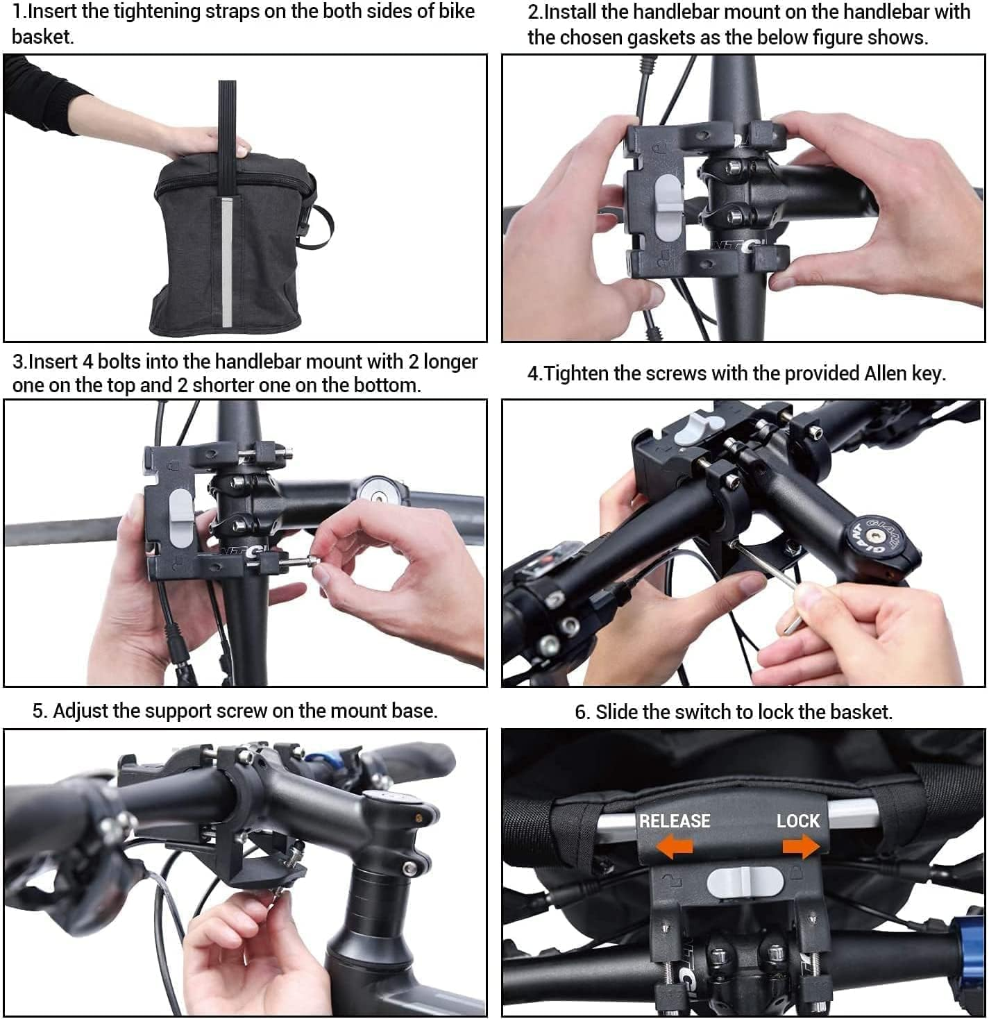 Bike Basket Foldable Bicycle Front Handlebar Bag Bike Rack Storage Pet Basket Removable Quick Installation Suitable for Cycling Bring Pets Shopping Grey image number 3